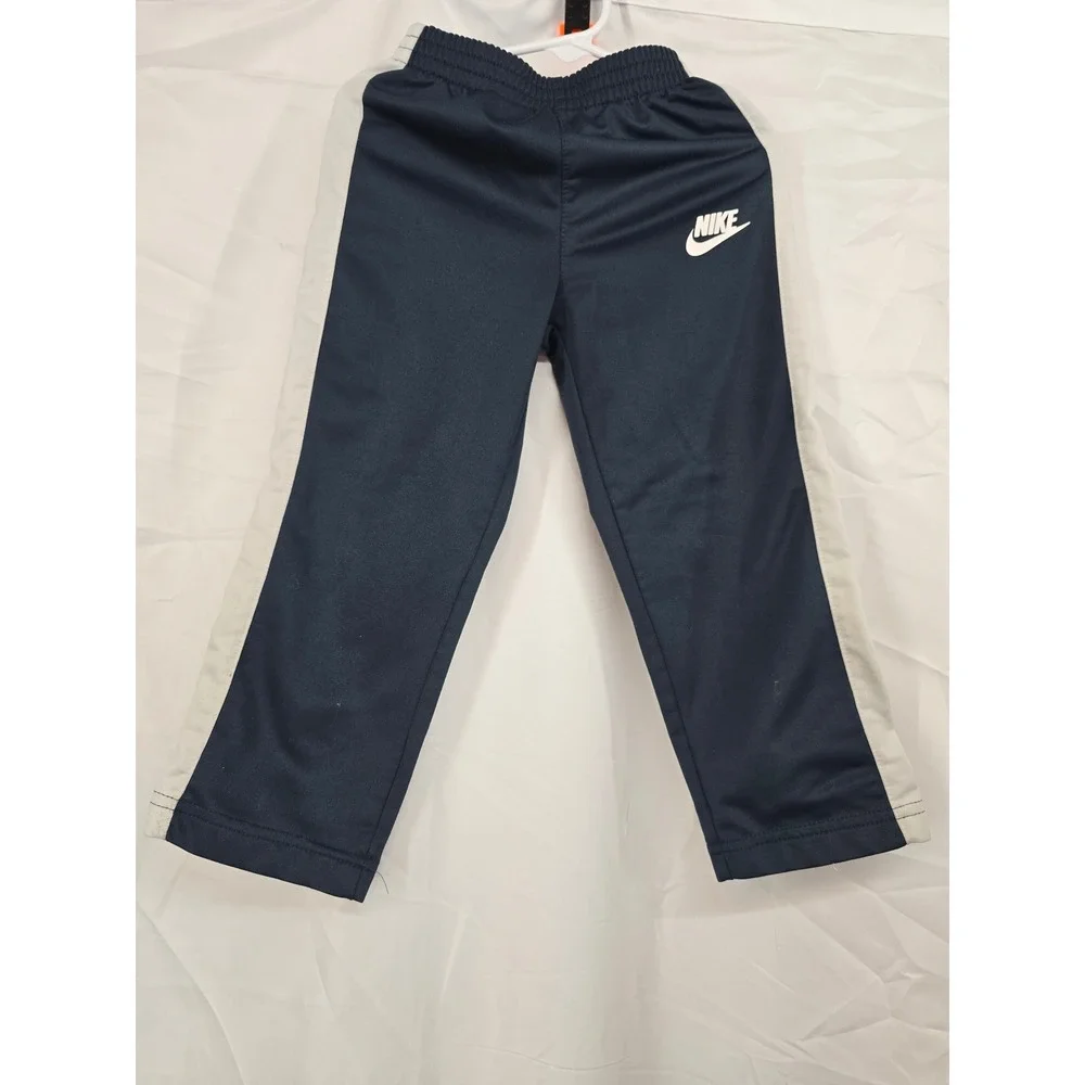 Nike Kids Navy Blue White Side Stripe Track Pants 3T Athletic Joggers Sweatpants